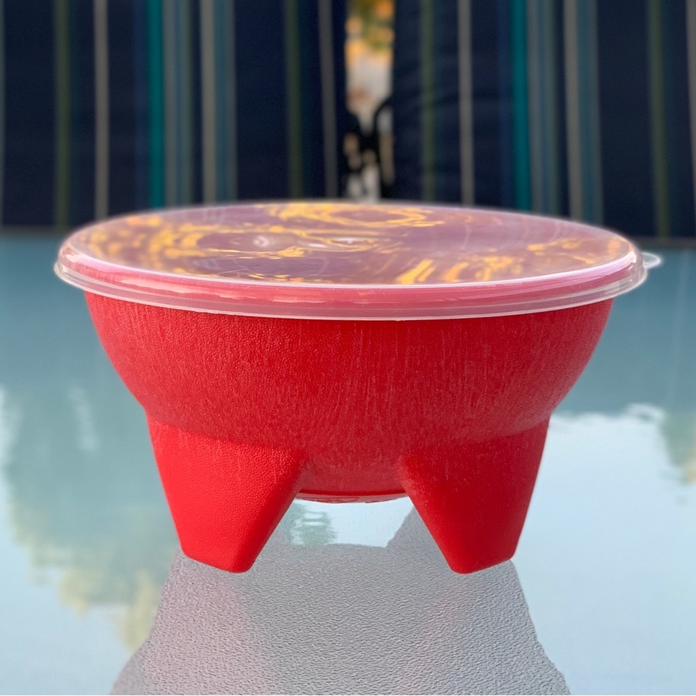 American Maid Red 45 Oz. Salsa or Dip Bowl with Lid